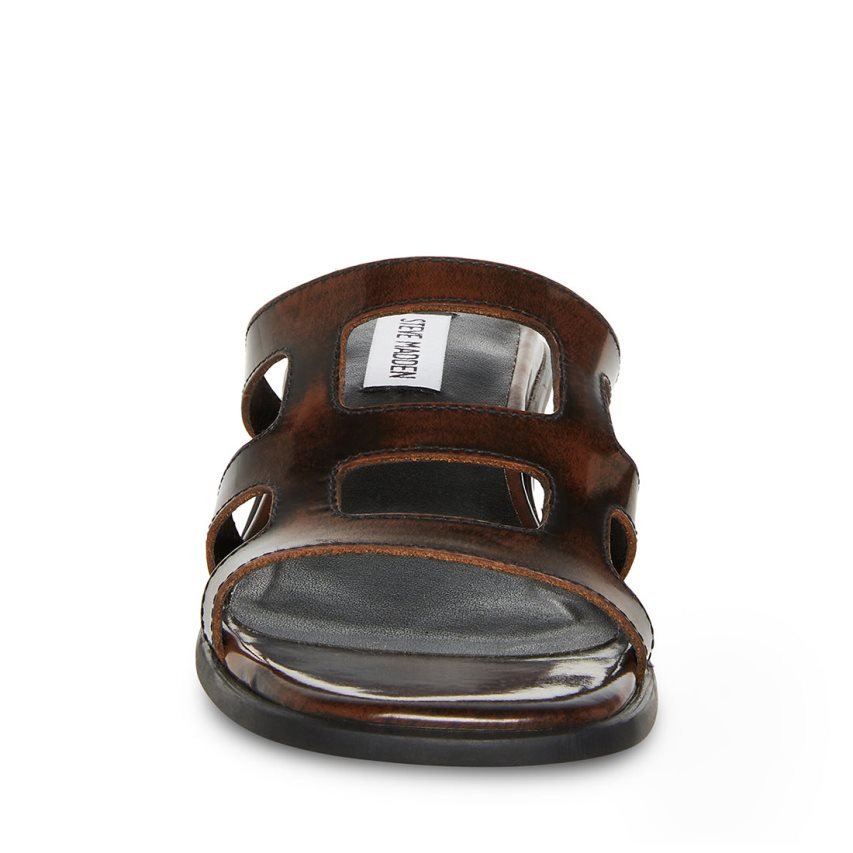Mules γυναικεια Steve Madden Princess δερματινα σκούρο καφε | GR-O356PFQ