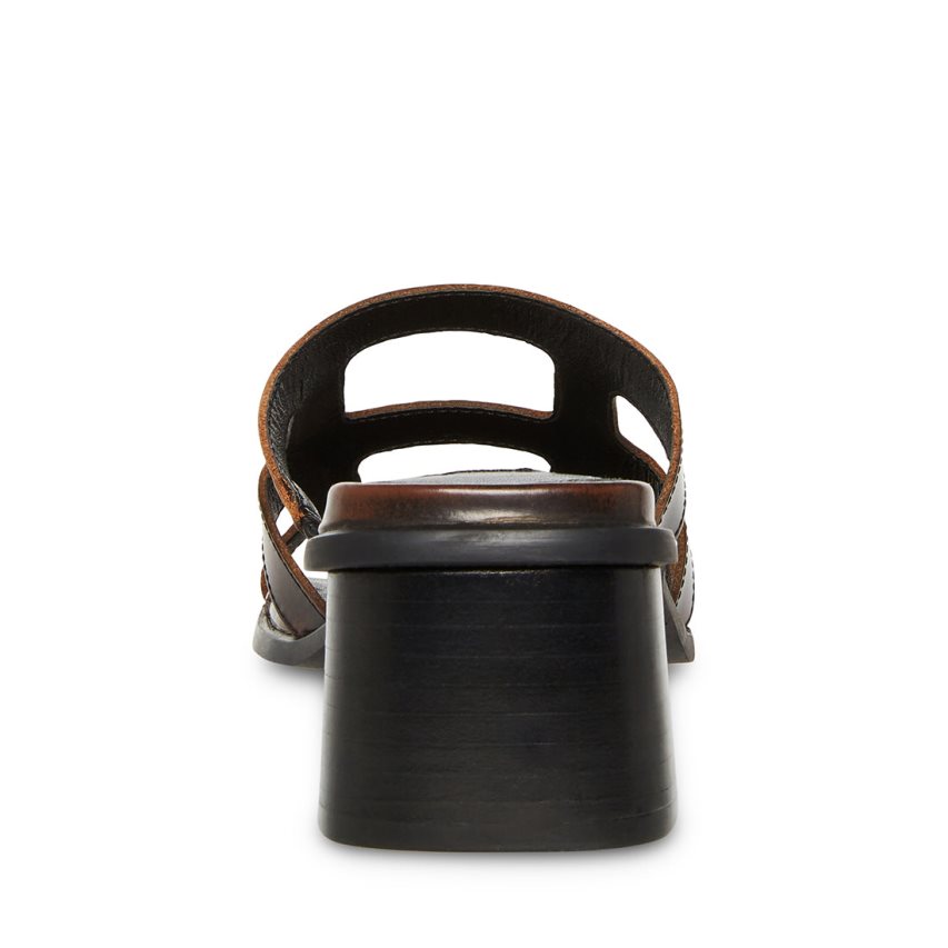 Mules γυναικεια Steve Madden Princess δερματινα σκούρο καφε | GR-O356PFQ