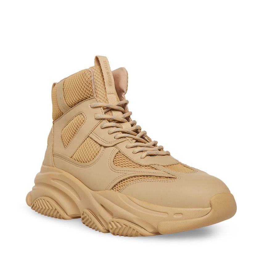 Αθλητικά Παπούτσια ανδρικα Steve Madden Possess High Top ανοιχτο καφε | GR-3792SLH