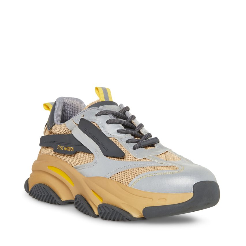 Αθλητικά Παπούτσια ανδρικα Steve Madden Possess χρυσο χρωμα γκρι | GR-9528ZBV