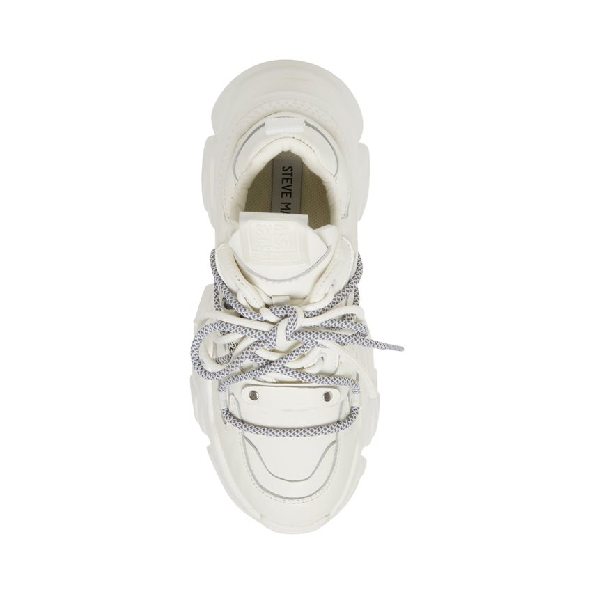 Αθλητικά Παπούτσια γυναικεια Steve Madden Troy δερματινα ασπρα | GR-6O59MFQ