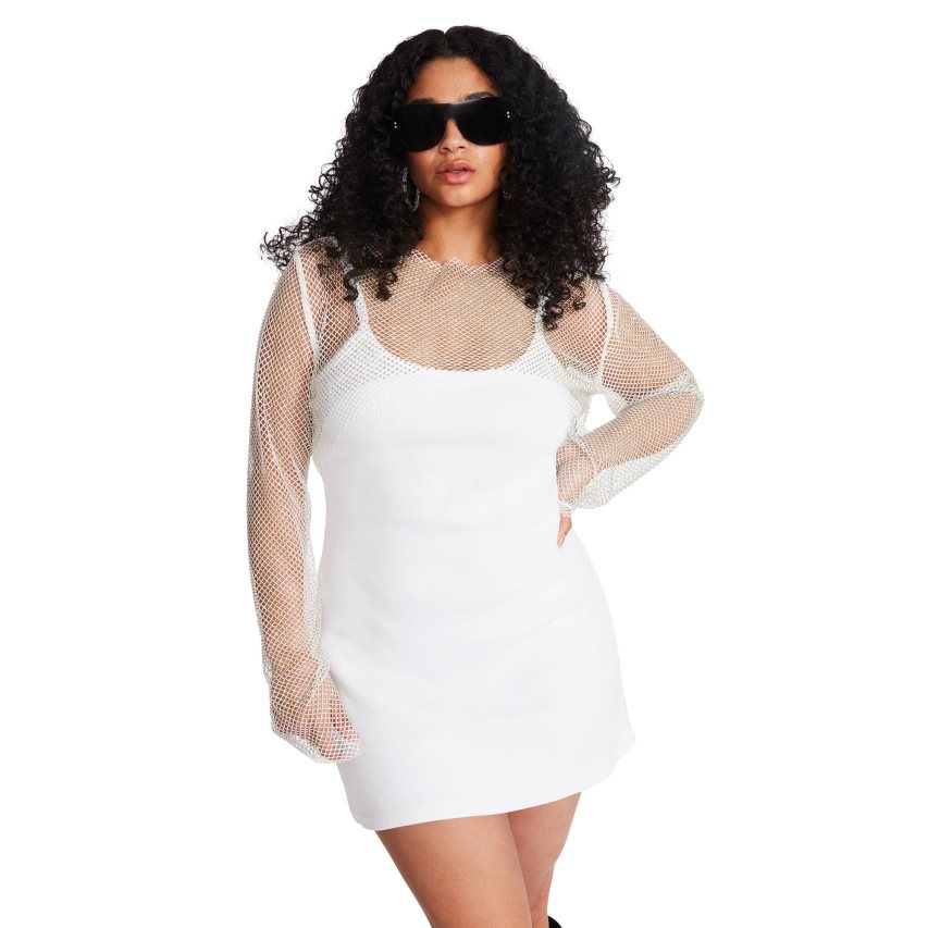 Αριστος γυναικεια Steve Madden Mesh Rhinestone ασπρα | GR-9O65ZNM