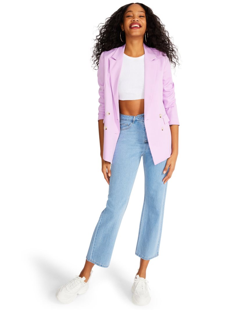 Μπλέιζερ γυναικεια Steve Madden Boyfriend ανοιχτο μωβ | GR-5978OAJ