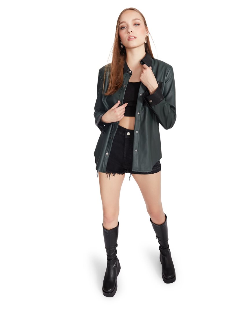 Μπουφάν Πουκάμισο γυναικεια Steve Madden Sam σκούρο πρασινο | GR-3541JIB