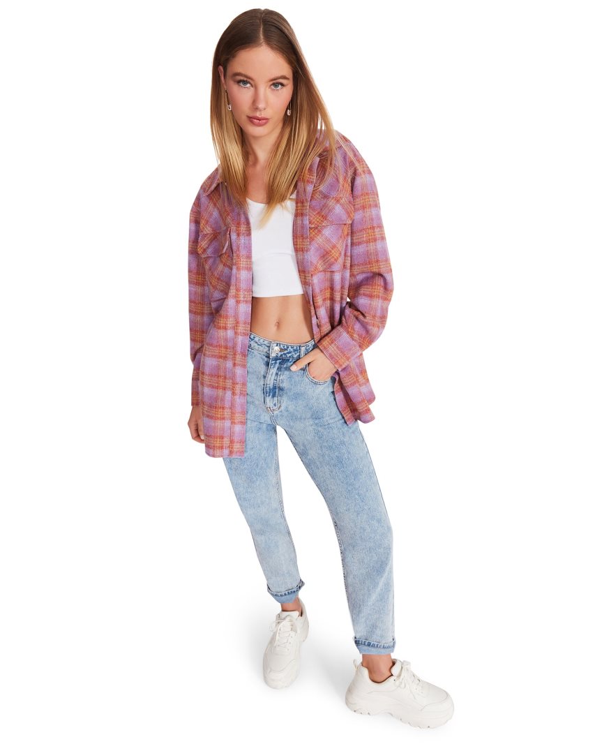 Μπουφάν Πουκάμισο γυναικεια Steve Madden Brooklyn Shacket μωβ | GR-4321VNS