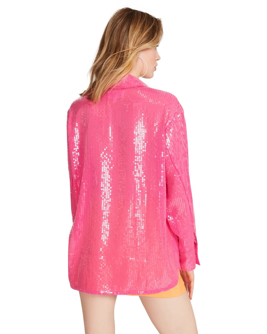 Μπουφάν Πουκάμισο γυναικεια Steve Madden Symone Shacket ροζ | GR-7346NCT