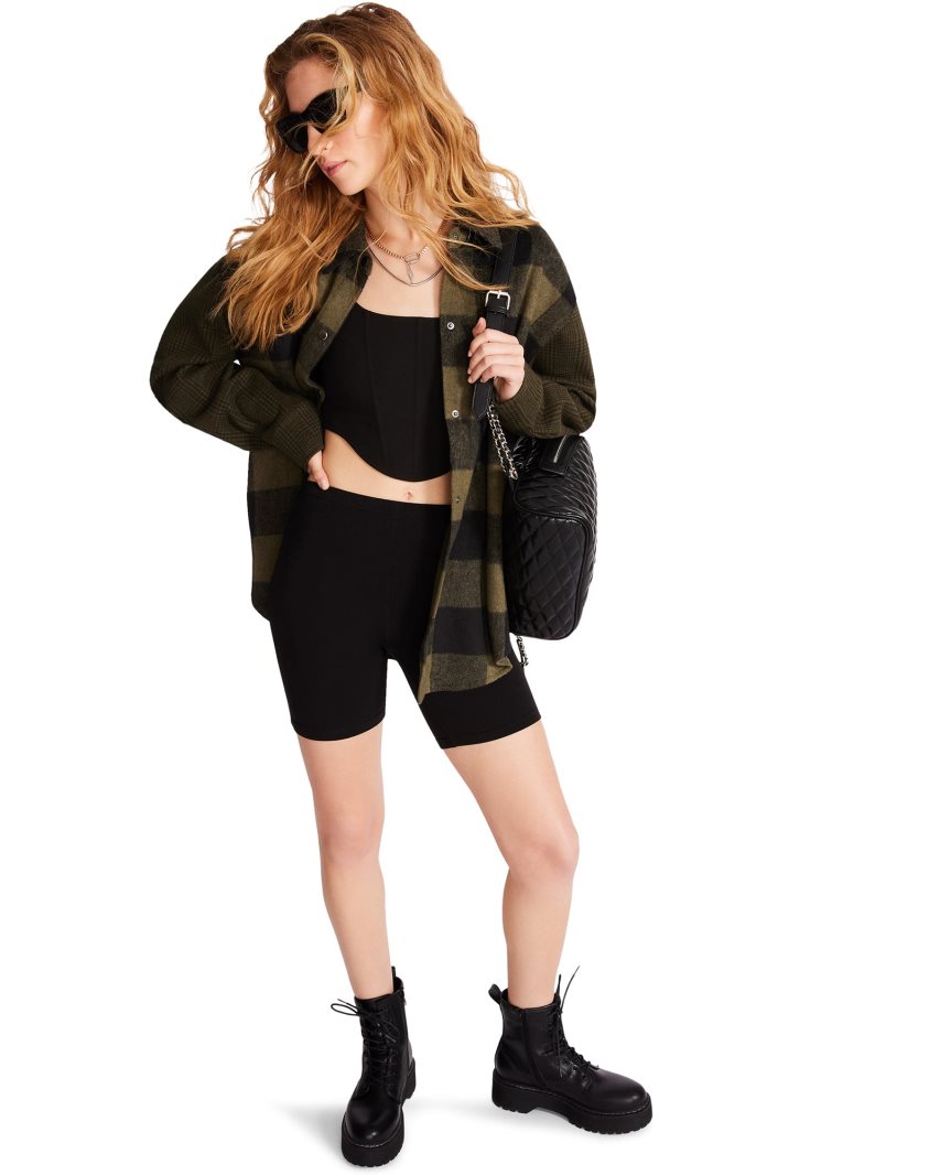 Μπουφάν Πουκάμισο γυναικεια Steve Madden Sophia Shacket Ελιά | GR-9728PLU