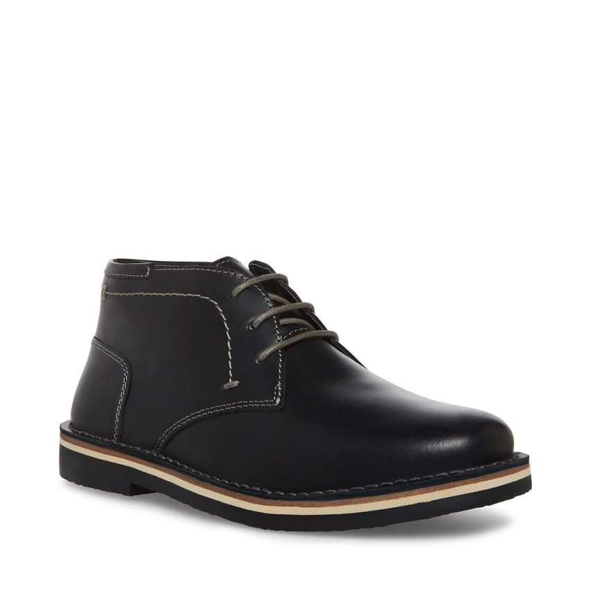 Μπότες Chukka παιδικα Steve Madden Bharkeen δερματινα μαυρα | GR-5O61ZFD