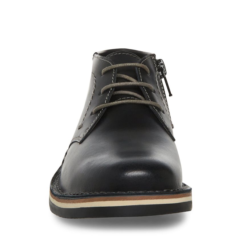 Μπότες Chukka παιδικα Steve Madden Bharkeen δερματινα μαυρα | GR-5O61ZFD