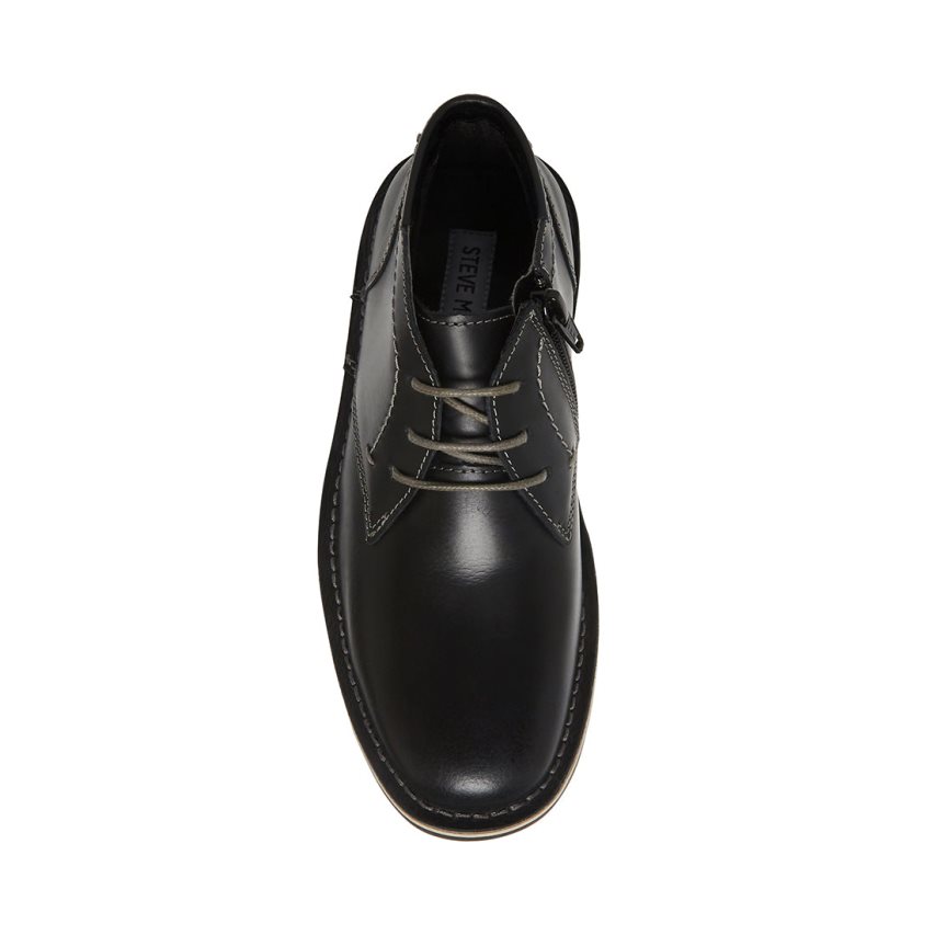Μπότες Chukka παιδικα Steve Madden Bharkeen δερματινα μαυρα | GR-5O61ZFD