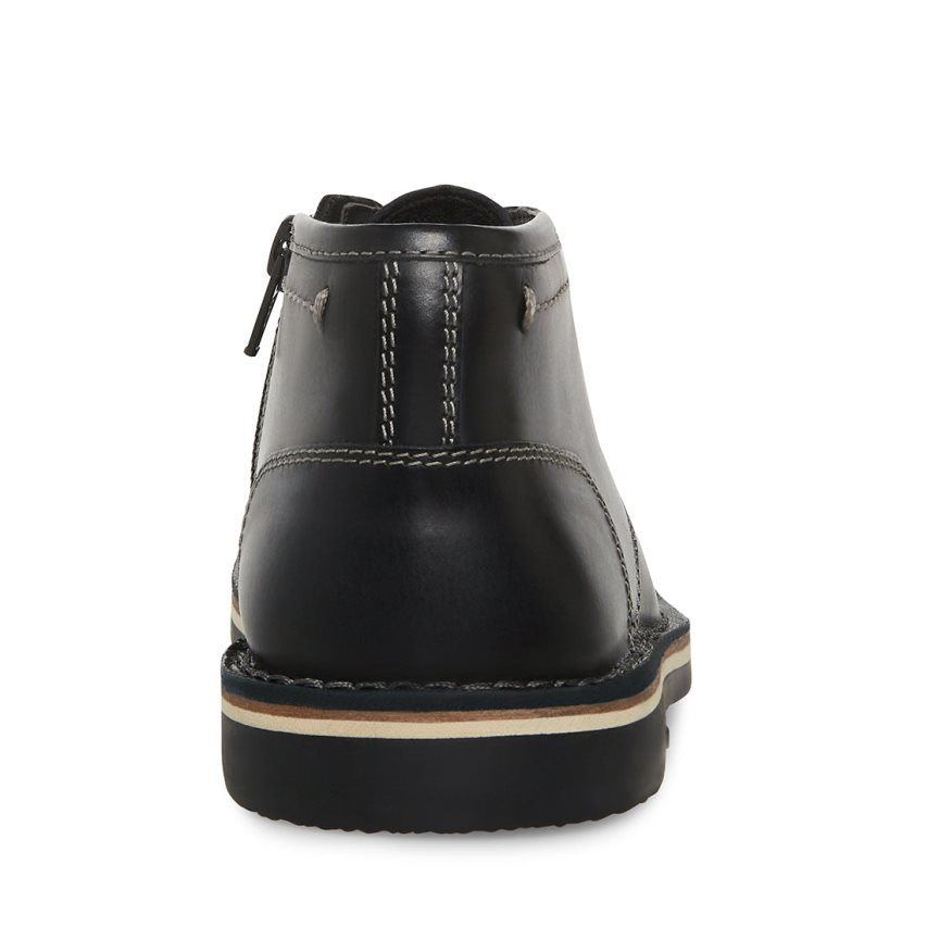 Μπότες Chukka παιδικα Steve Madden Bharkeen δερματινα μαυρα | GR-5O61ZFD
