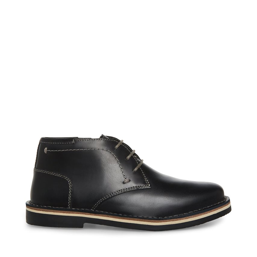 Μπότες Chukka παιδικα Steve Madden Bharkeen δερματινα μαυρα | GR-5O61ZFD