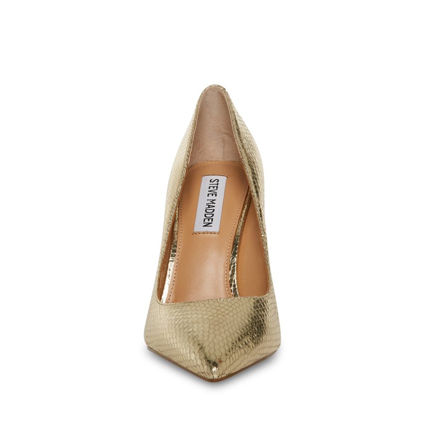 Τακούνια γυναικεια Steve Madden Evelyn Snake χρυσο χρωμα | GR-46O9MFU