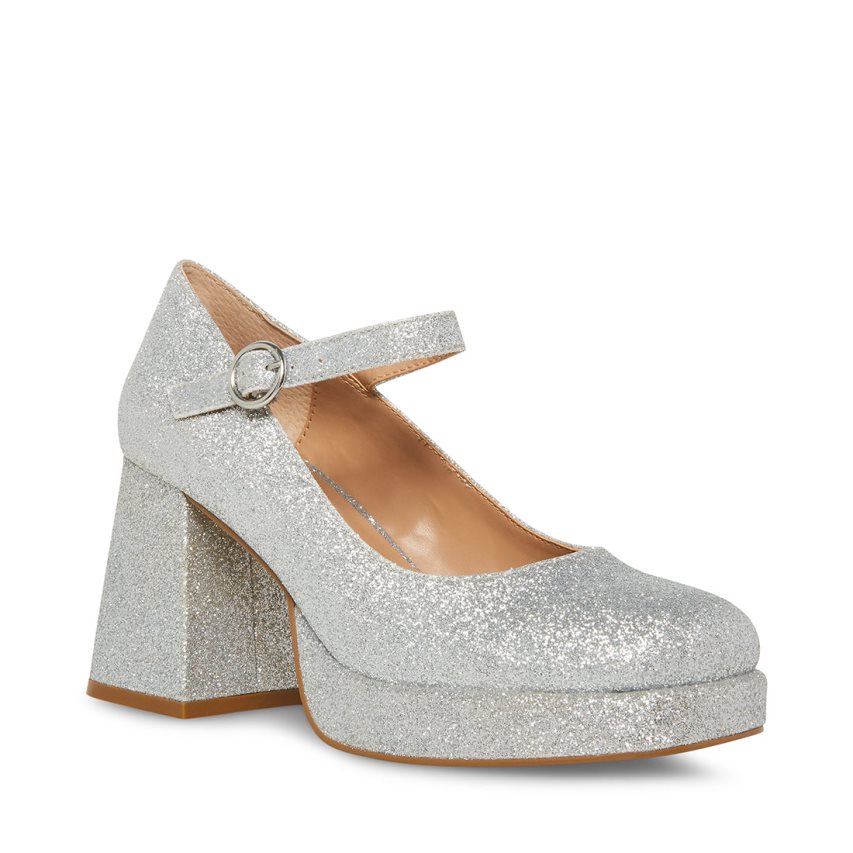 Τακούνια γυναικεια Steve Madden Mingle Glitter ασημι | GR-8412SAN