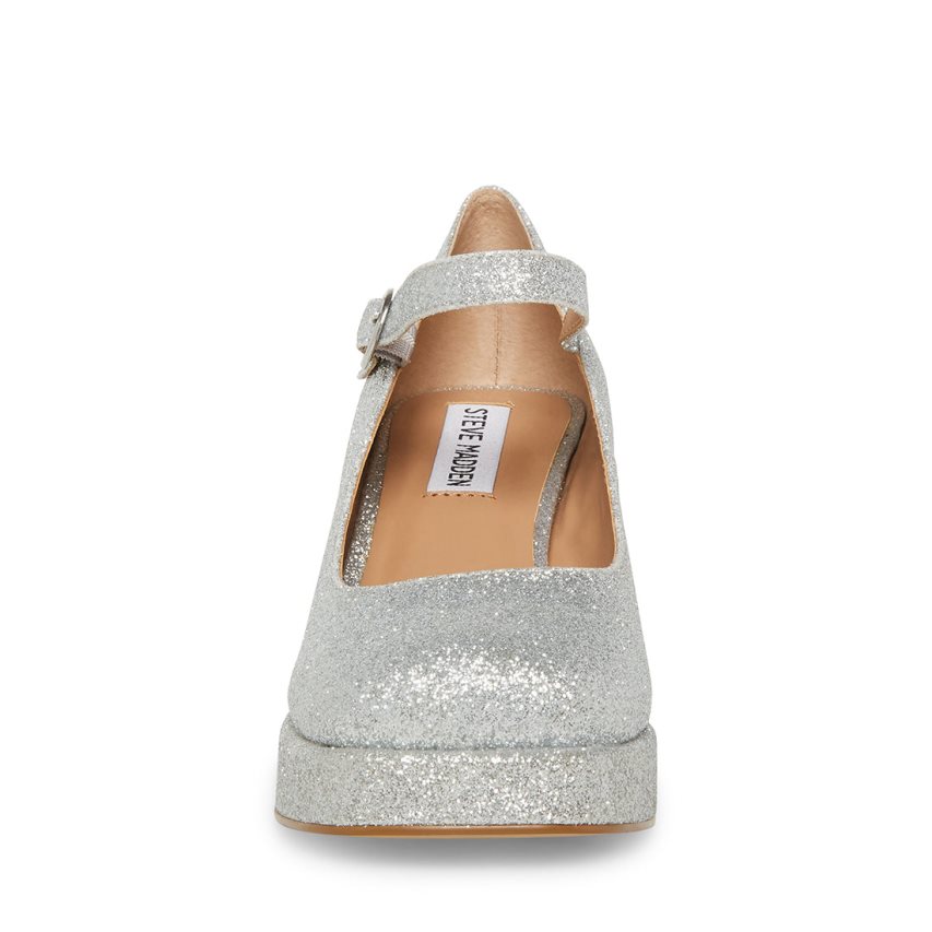 Τακούνια γυναικεια Steve Madden Mingle Glitter ασημι | GR-8412SAN