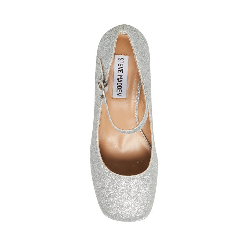 Τακούνια γυναικεια Steve Madden Mingle Glitter ασημι | GR-8412SAN