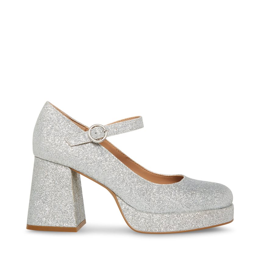 Τακούνια γυναικεια Steve Madden Mingle Glitter ασημι | GR-8412SAN