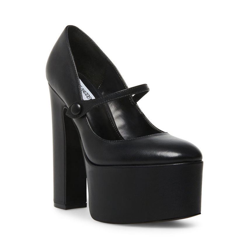 Τακούνια γυναικεια Steve Madden Prisila δερματινα μαυρα | GR-7O18WYB