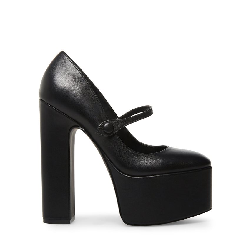 Τακούνια γυναικεια Steve Madden Prisila δερματινα μαυρα | GR-7O18WYB