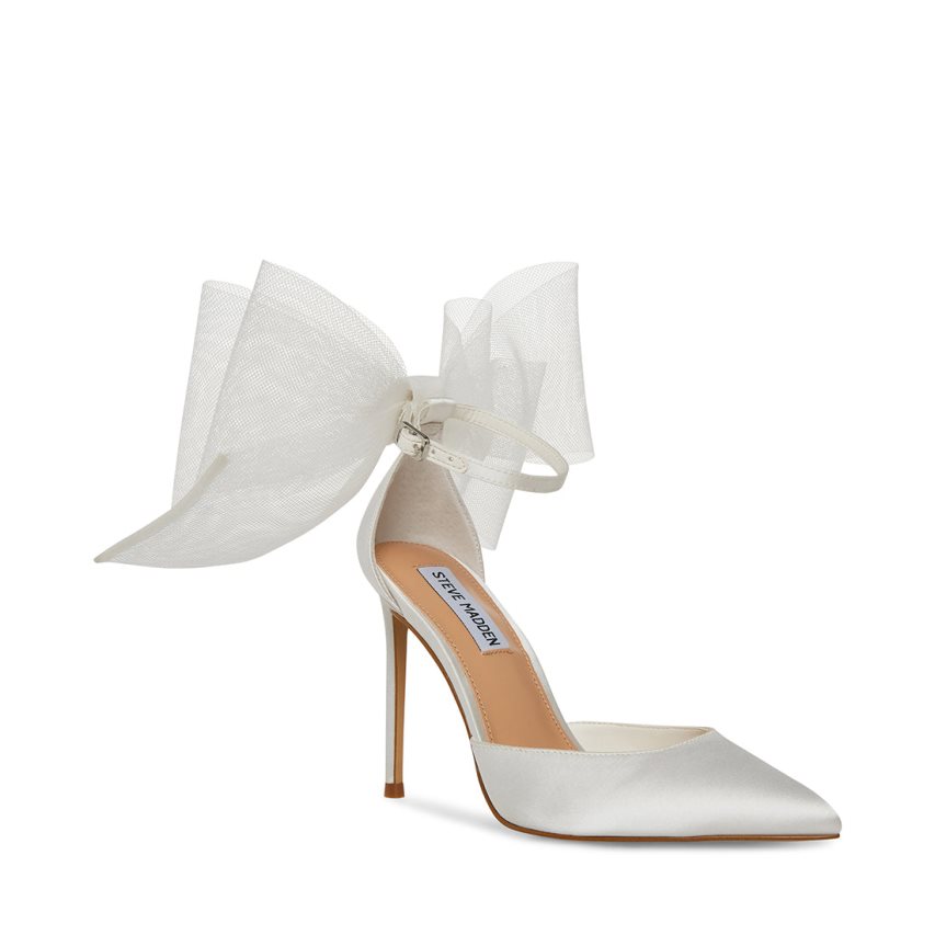 Τακούνια γυναικεια Steve Madden Valenteen Satin ασπρα | GR-478OZMQ