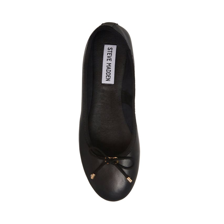μπαλαρινα γυναικεια Steve Madden Blossoms δερματινα μαυρα | GR-648OENU