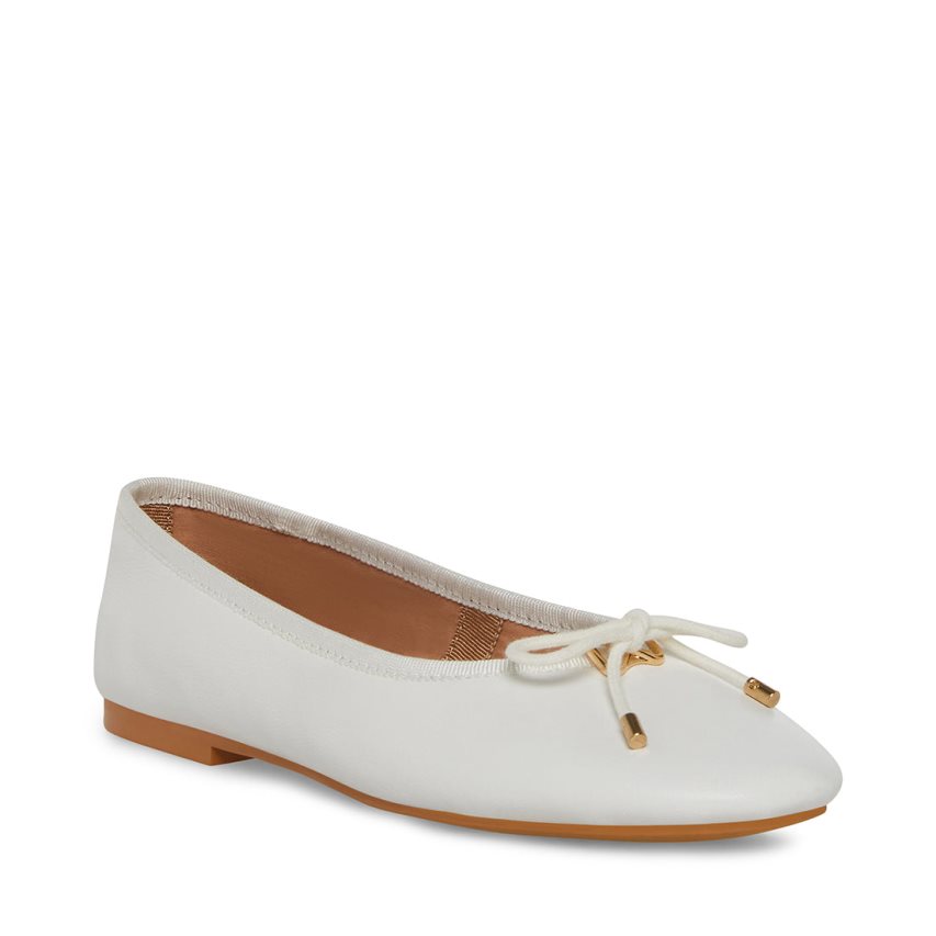 μπαλαρινα γυναικεια Steve Madden Blossoms δερματινα ασπρα | GR-O952WYV