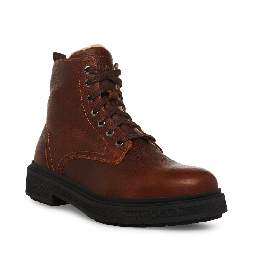 μποτακια ανδρικα Steve Madden Denalii δερματινα σκούρο καφε | GR-9576GWH
