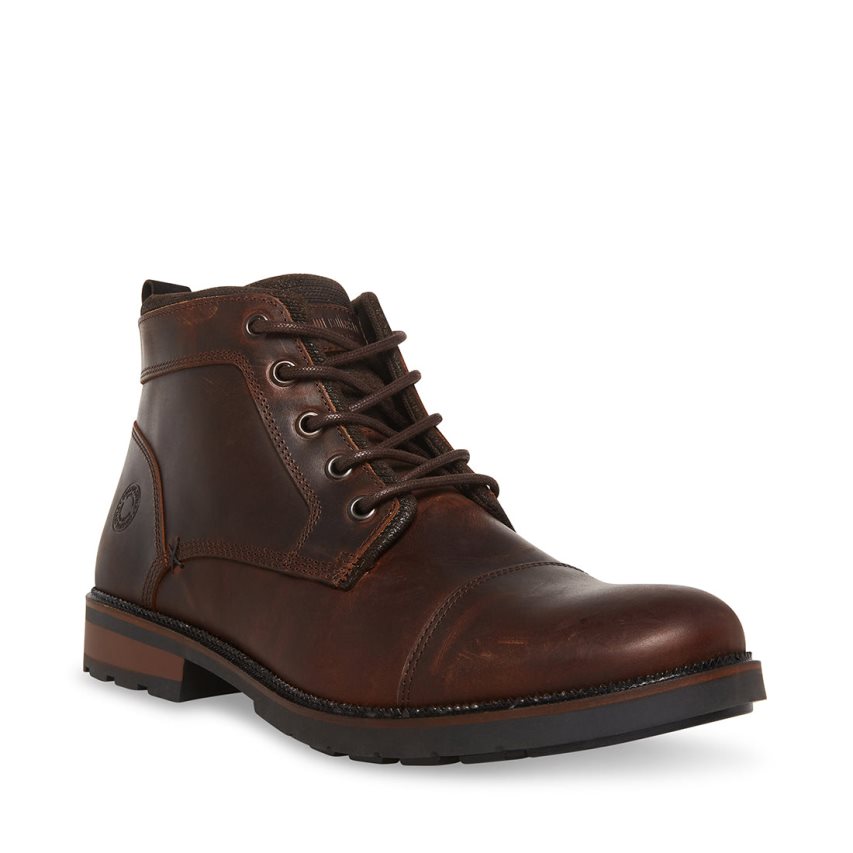 μποτακια ανδρικα Steve Madden Lanier δερματινα σκούρο καφε | GR-5913WOZ