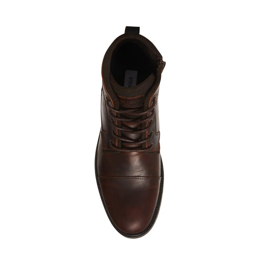 μποτακια ανδρικα Steve Madden Lanier δερματινα σκούρο καφε | GR-5913WOZ