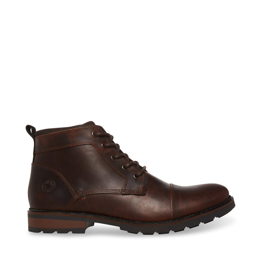 μποτακια ανδρικα Steve Madden Lanier δερματινα σκούρο καφε | GR-5913WOZ