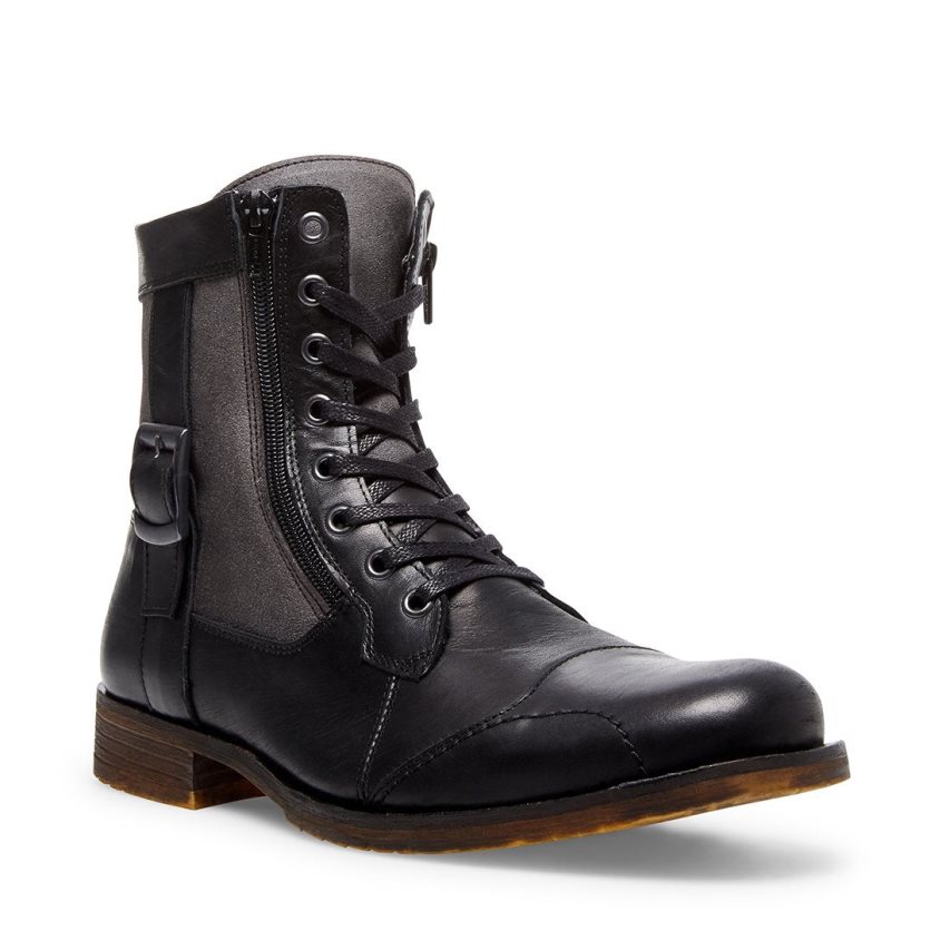 μποτακια ανδρικα Steve Madden Sidetrack δερματινα μαυρα | GR-9O15VWF