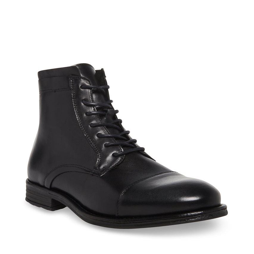 μποτακια ανδρικα Steve Madden Wells δερματινα μαυρα | GR-6582ZTY