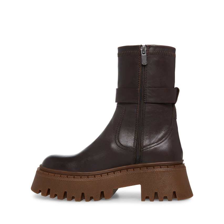 μποτακια γυναικεια Steve Madden Everly δερματινα σοκολάτα | GR-O287WTZ