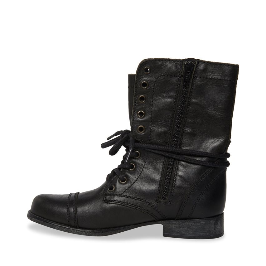 μποτακια γυναικεια Steve Madden Troopa δερματινα μαυρα | GR-63O7LUO