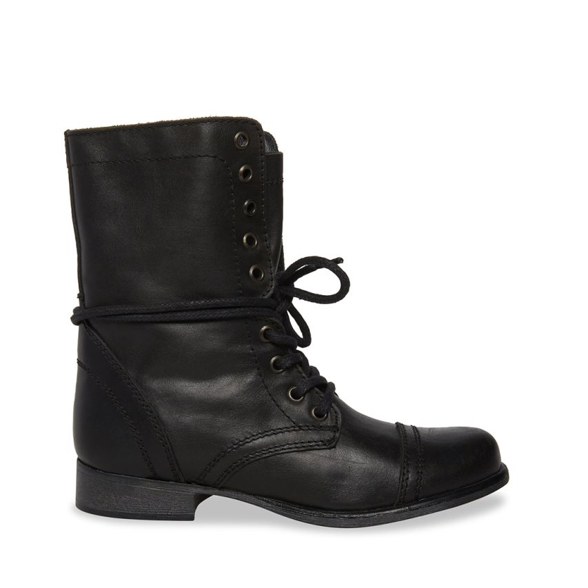 μποτακια γυναικεια Steve Madden Troopa δερματινα μαυρα | GR-63O7LUO