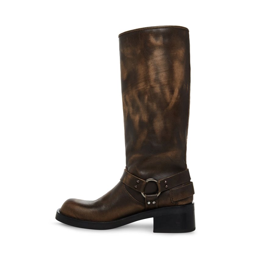 μποτεσ μεχρι το γονατο γυναικεια Steve Madden Rocky Distressed σκούρο καφε | GR-2147KLR