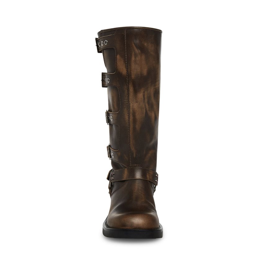 μποτεσ μεχρι το γονατο γυναικεια Steve Madden Rocky Distressed σκούρο καφε | GR-2147KLR