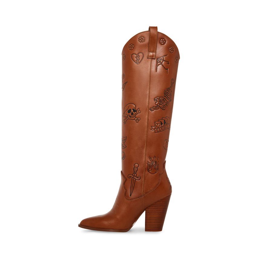 μποτεσ μεχρι το γονατο γυναικεια Steve Madden Lousiana δερματινα σκούρο καφε | GR-24O6EUM