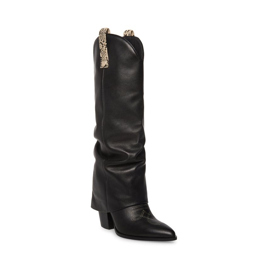 μποτεσ μεχρι το γονατο γυναικεια Steve Madden Lassy δερματινα μαυρα | GR-2876BWL