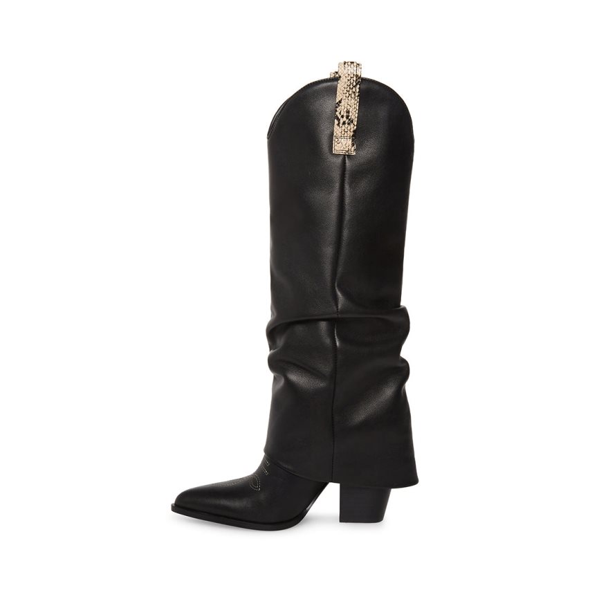 μποτεσ μεχρι το γονατο γυναικεια Steve Madden Lassy δερματινα μαυρα | GR-2876BWL