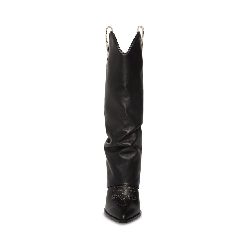 μποτεσ μεχρι το γονατο γυναικεια Steve Madden Lassy δερματινα μαυρα | GR-2876BWL