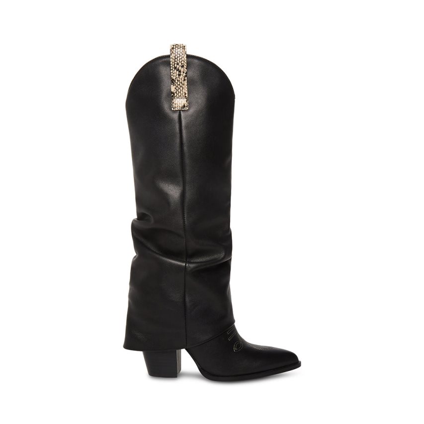 μποτεσ μεχρι το γονατο γυναικεια Steve Madden Lassy δερματινα μαυρα | GR-2876BWL