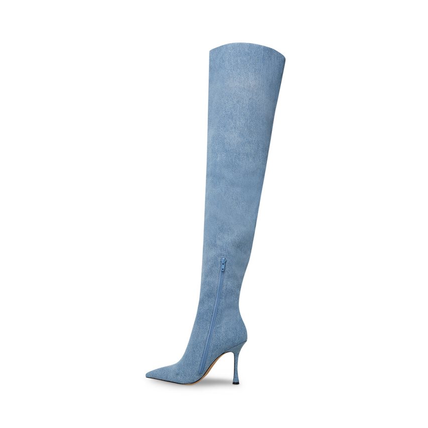 μποτεσ μεχρι το γονατο γυναικεια Steve Madden Brittany Denim Fabric μπλε | GR-6258TFL