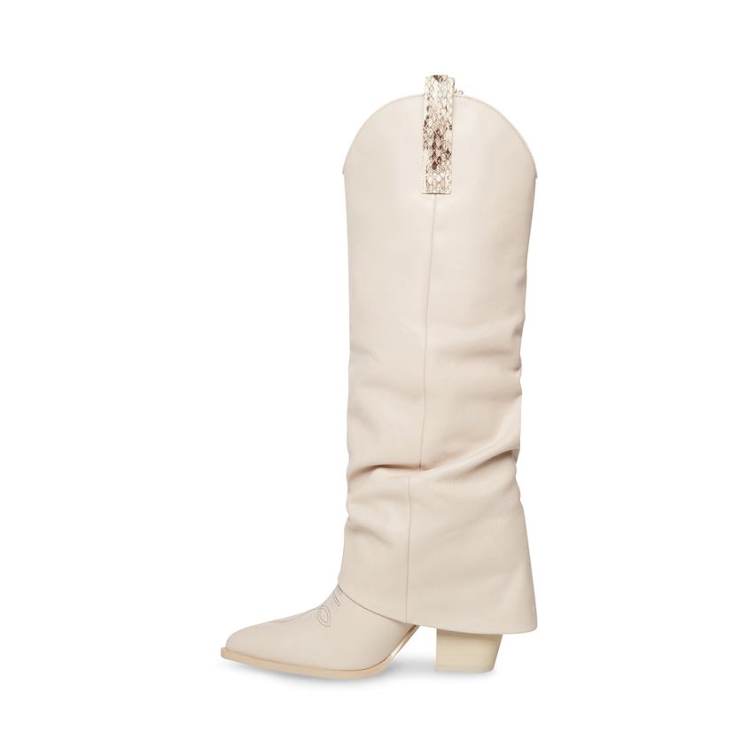 μποτεσ μεχρι το γονατο γυναικεια Steve Madden Lassy δερματινα ασπρα | GR-6821AFG