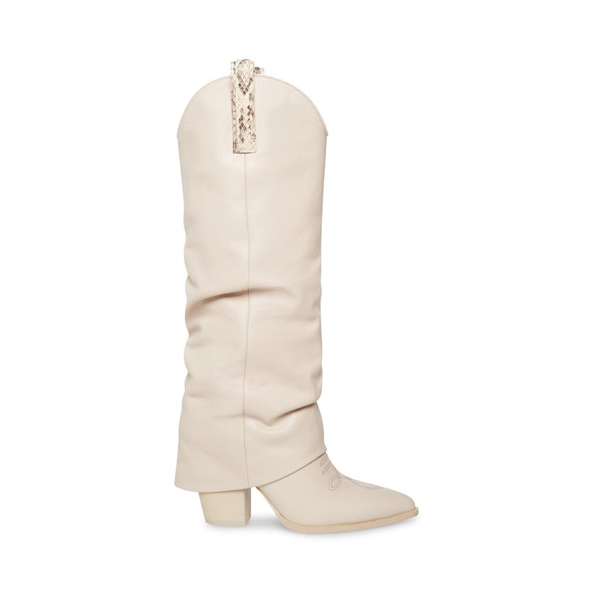 μποτεσ μεχρι το γονατο γυναικεια Steve Madden Lassy δερματινα ασπρα | GR-6821AFG