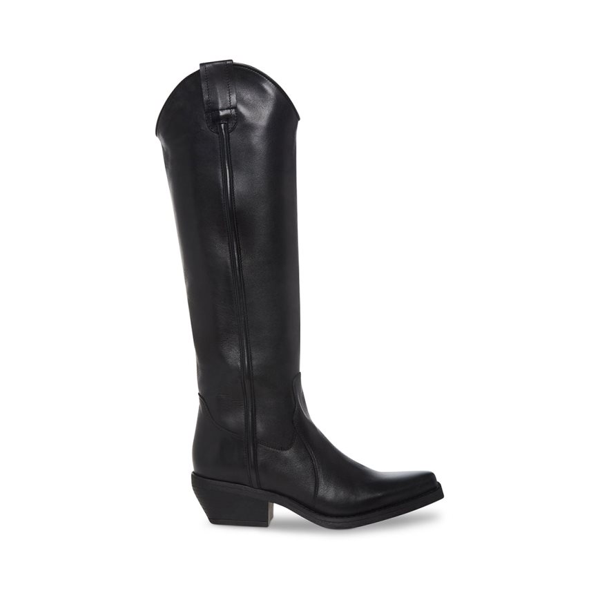 μποτεσ μεχρι το γονατο γυναικεια Steve Madden Heard δερματινα μαυρα | GR-7O48MCG