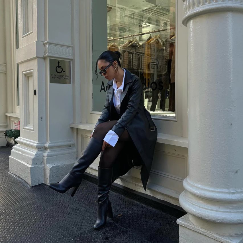 μποτεσ μεχρι το γονατο γυναικεια Steve Madden Ally δερματινα μαυρα | GR-8137TBA