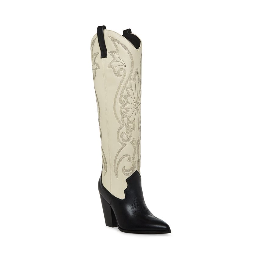 μποτεσ μεχρι το γονατο γυναικεια Steve Madden Lasso Μπεζ μαυρα | GR-8394AOG