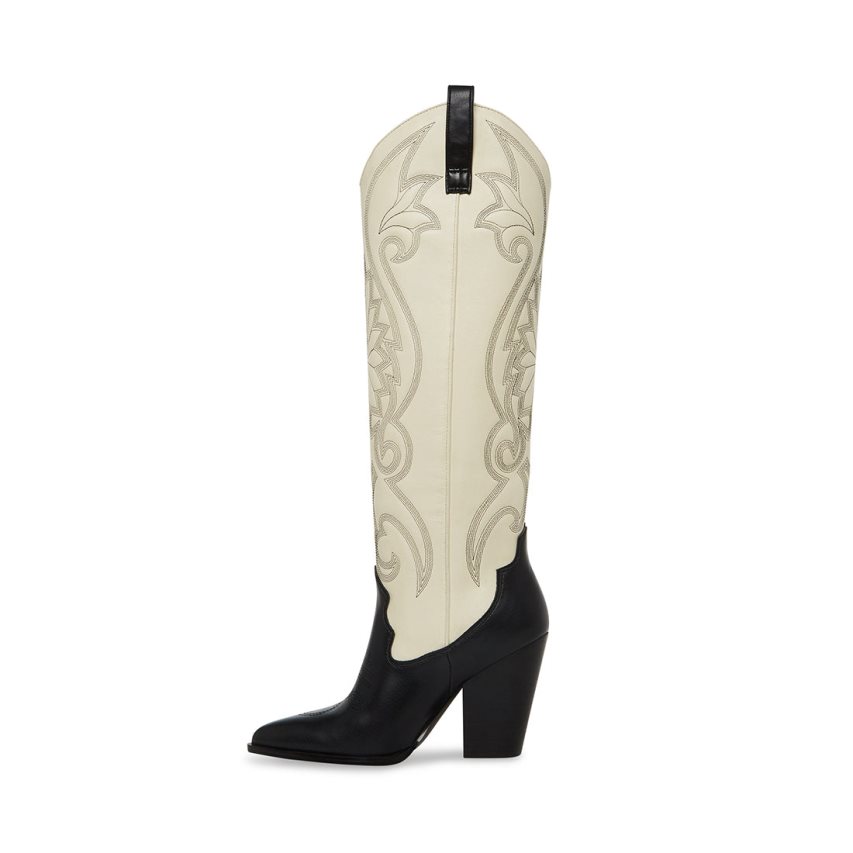 μποτεσ μεχρι το γονατο γυναικεια Steve Madden Lasso Μπεζ μαυρα | GR-8394AOG