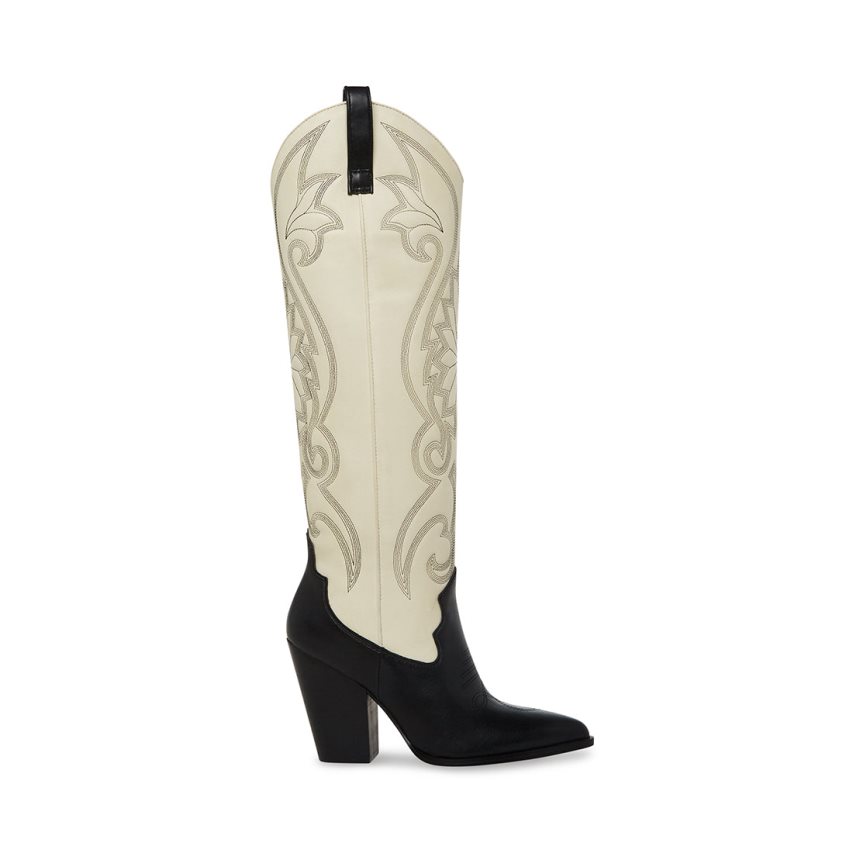 μποτεσ μεχρι το γονατο γυναικεια Steve Madden Lasso Μπεζ μαυρα | GR-8394AOG